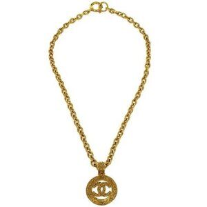Chanel Medallion Gold Chain Pendant Necklace